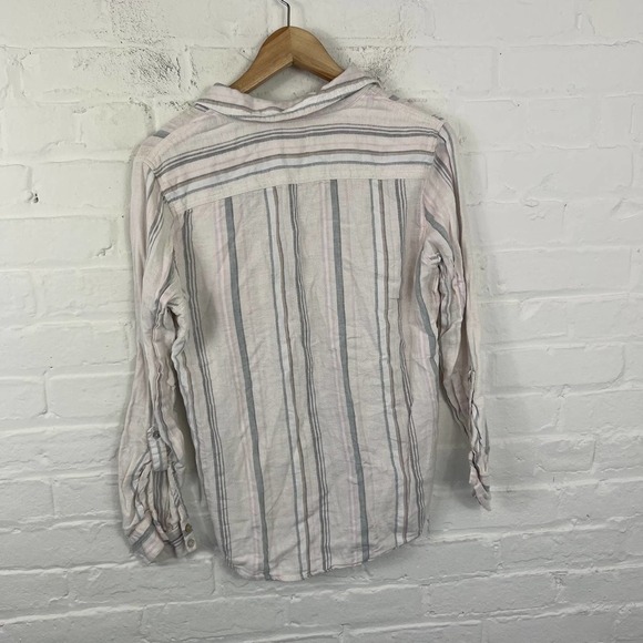 Cynthia Rowley Women's Button Up Top Classic Neck Pocket Detailed Striped Size S - Picture 4 of 5